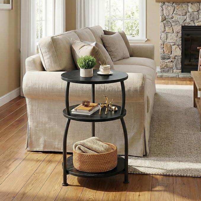 Round Side Table, 3-Tier End Table - Image 2