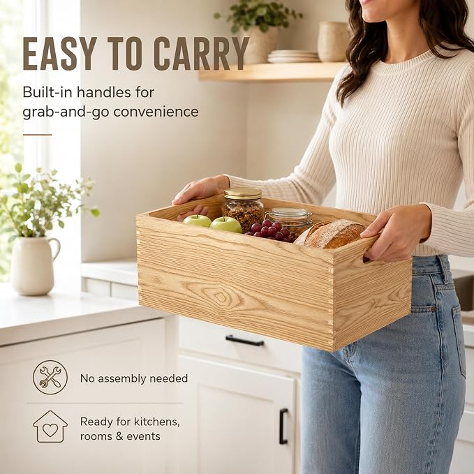Wooden Crates for Display 5 Pack Rustic Nesting Wooden Basket - Image 5