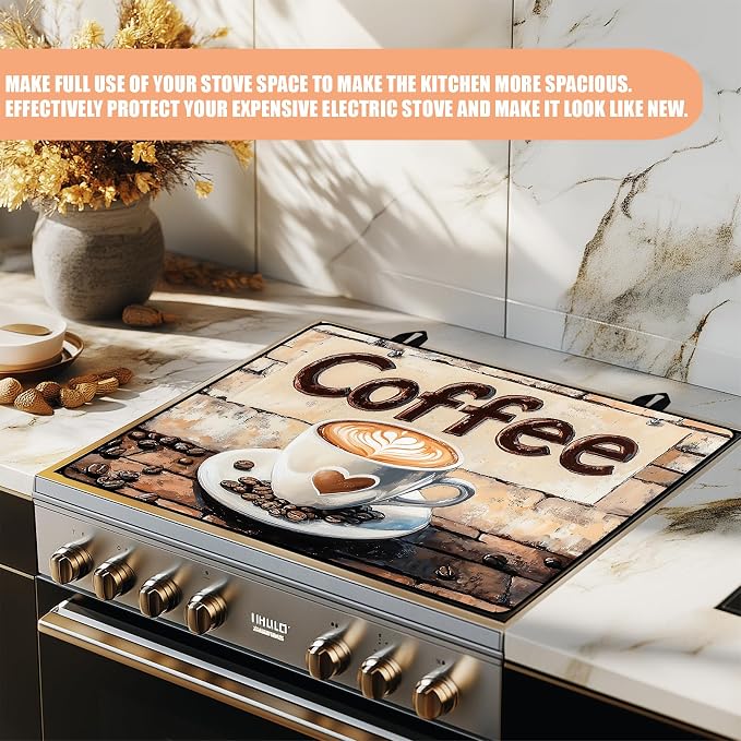 28"x20" Anti-Slip Electric Stove Top Cover Coffee Foldable Heat-Resistant Glass - Image 5