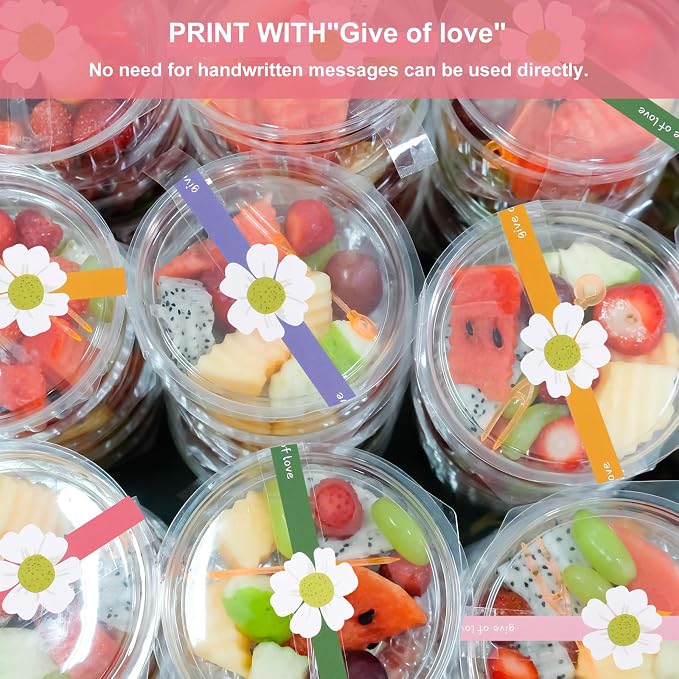 200Pcs Handmade Food Baking Seal Stickers Labels, Colorful Flower Long Label - Image 4