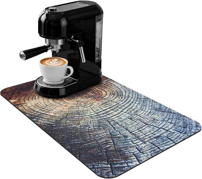 Coffee Mat 24x16 Inch, Wood Grain Coffee Drying Mat, Absorbent Hide Stain by Unknown
