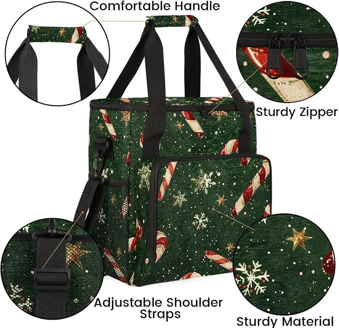 Christmas Candy Coffee Maker Carring Bag, Large Insulated Storage Organizer - Image 6