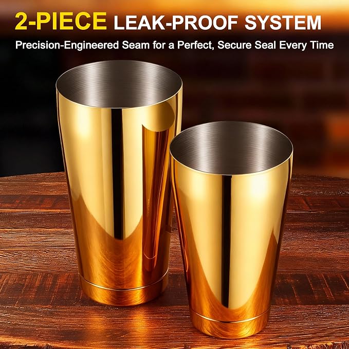 Boston Shaker Set, 18oz & 28oz 2-Piece Tins, Professional 304 Stainless Steel - Image 4