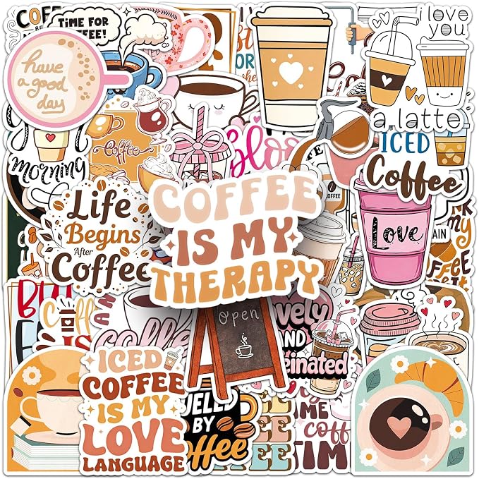 50pcs Aesthetic Coffee Time Stickers - Image 5