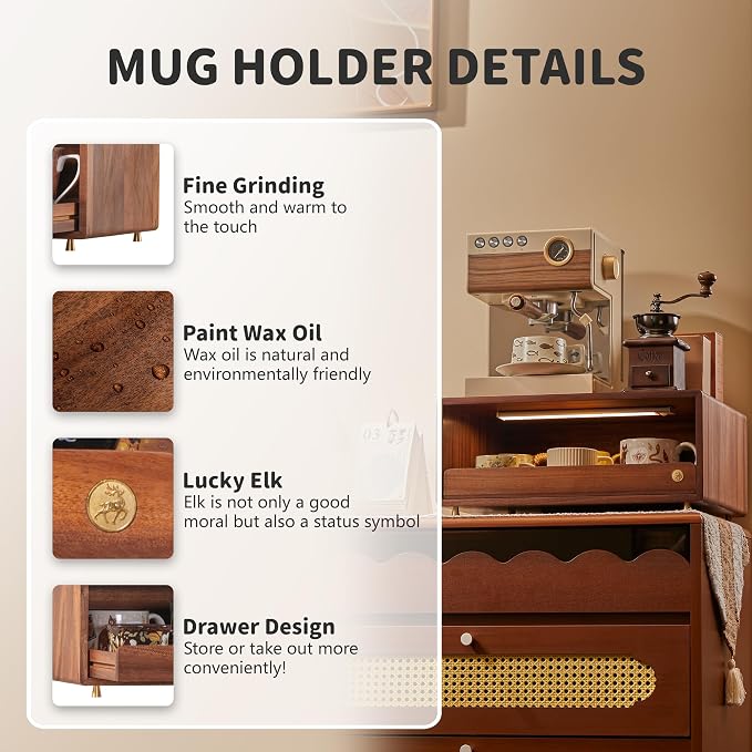 Wooden Coffee Station Storage Rack - Image 4