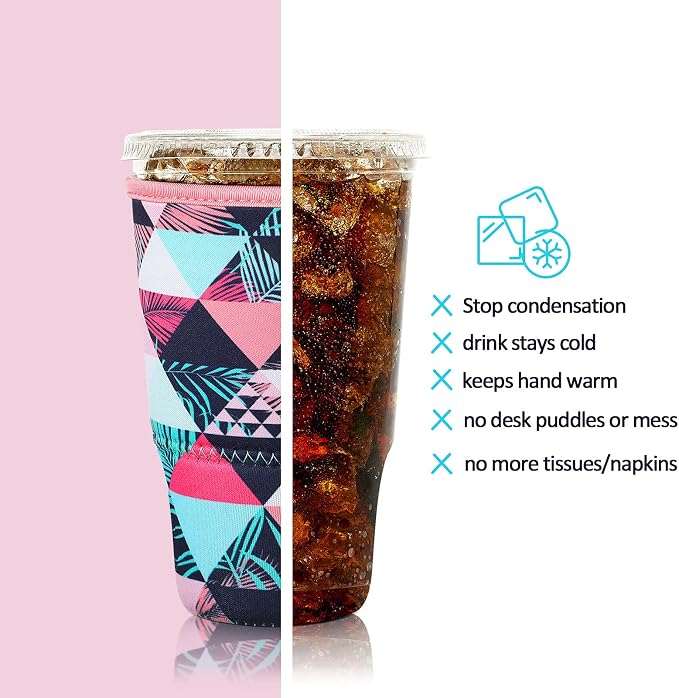 Patelai 4 Pieces Reusable Iced Coffee Sleeve Cup Insulator - Image 5