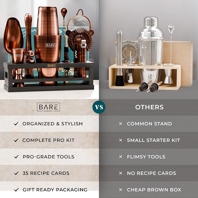 BARE BARREL® Mixology Bartender Kit Bar Set | 16-Piece Cocktail Shaker Set | - Image 6