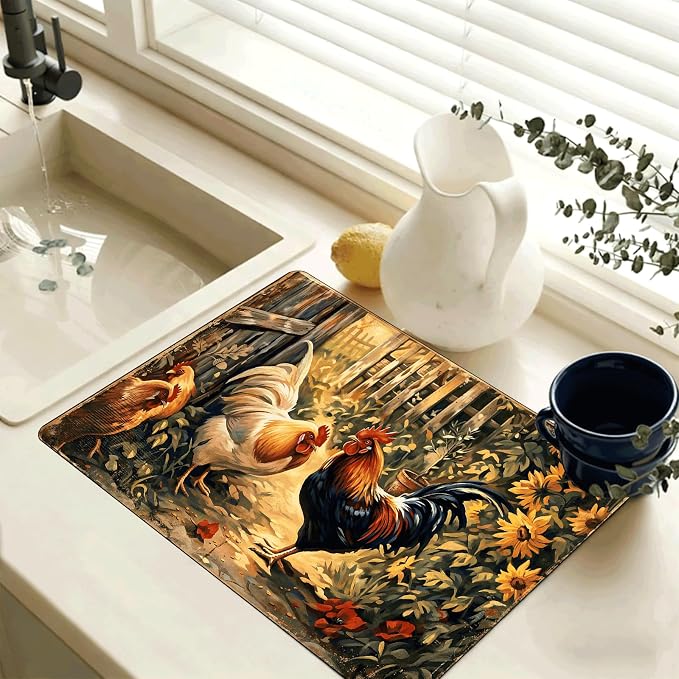 Farmhouse Rooster Stove Top Cover 28.3 x 20.5 Inches, Heat Resistant Glass - Image 3
