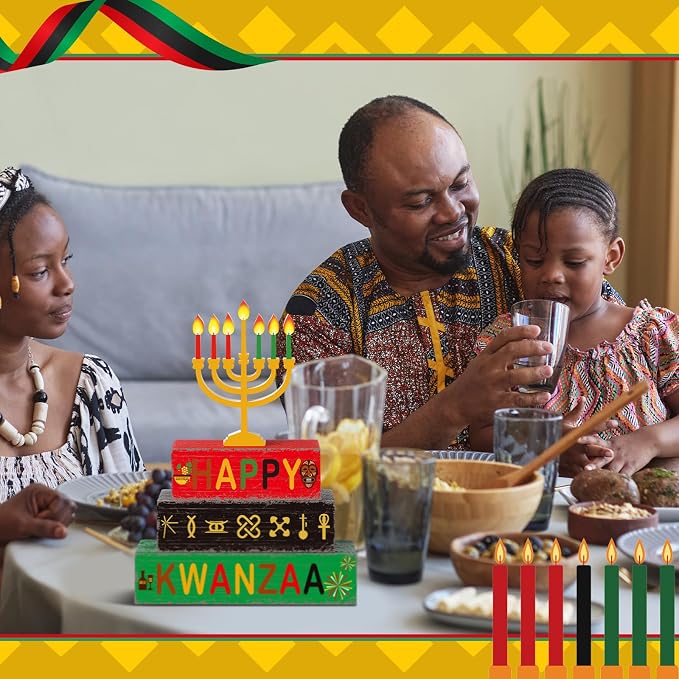 Geelin 4 Pcs Kwanzaa Wooden Table Centerpiece Set Wooden African Heritage - Image 5
