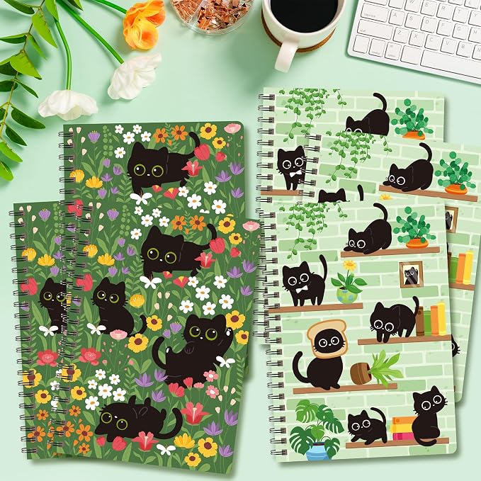 B1ykin Black Cat Floral Spiral Notebooks - Image 4