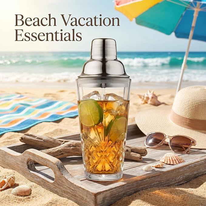 15oz Cut Crystal Cocktail Shaker, #304 Stainless Steel, Dishwasher Safe - Image 5