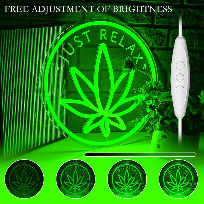 Just Relax Neon Sign Dimmable Green Leaf LED Neon Lights Signs - Image 2