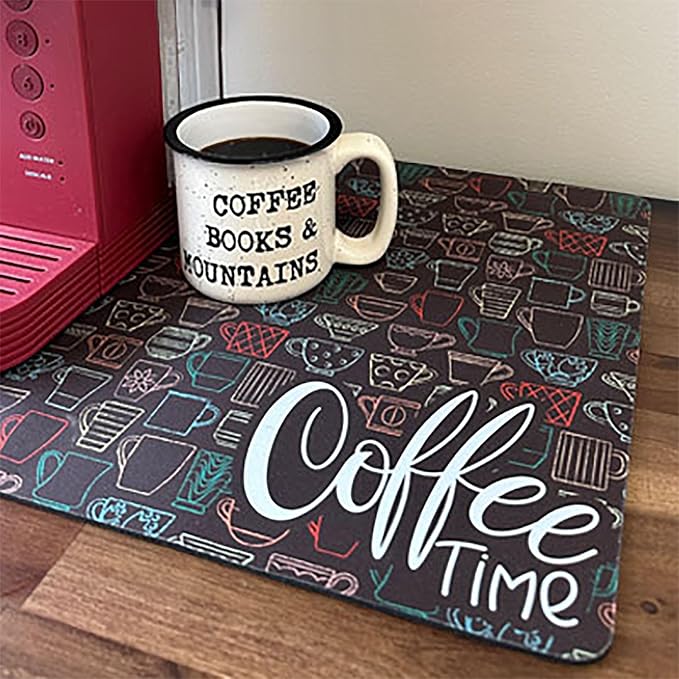 Coffee Maker Mat for Countertop – Absorbent, Non-Slip Coffee Bar Mat, Protects - Image 7