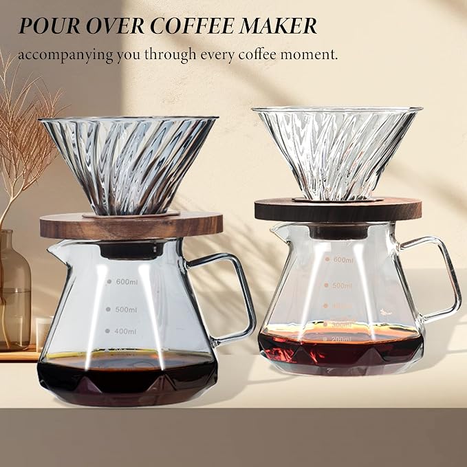 Upgrade Pour Over Coffee Maker - 20 OZ /600ML Borosilicate Glass Coffee Maker - Image 5