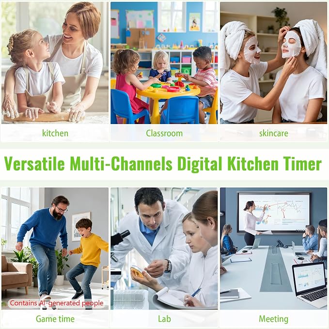 Digital Dual Kitchen Timer, 4-Channel Magnetic Countdown Timer - Image 7