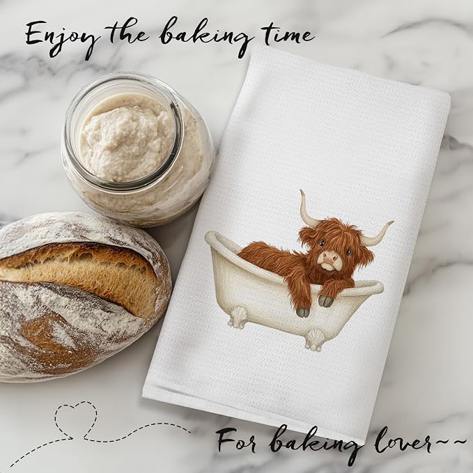 Funny Highland Cow Bathroom Hand Towels, Highland Cow Bathroom Decor, Cute - Image 7