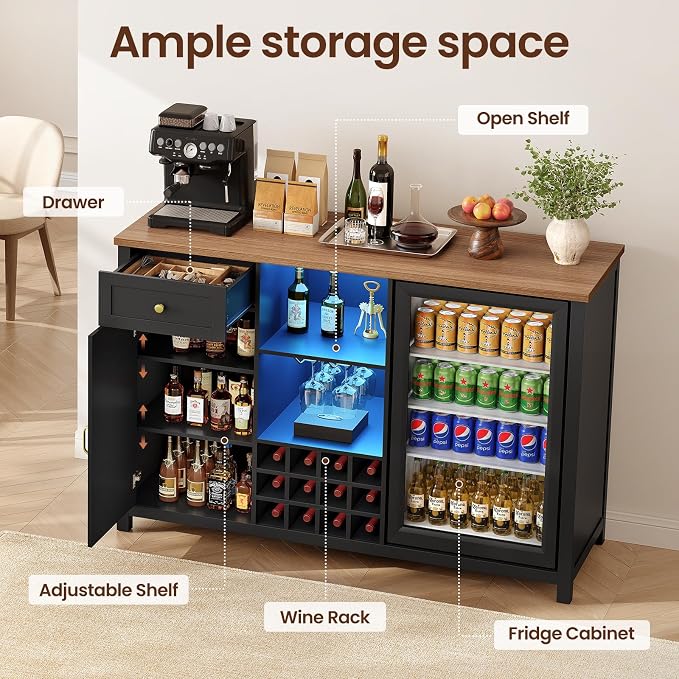 57" Large Coffee Bar Cabinet - Image 8