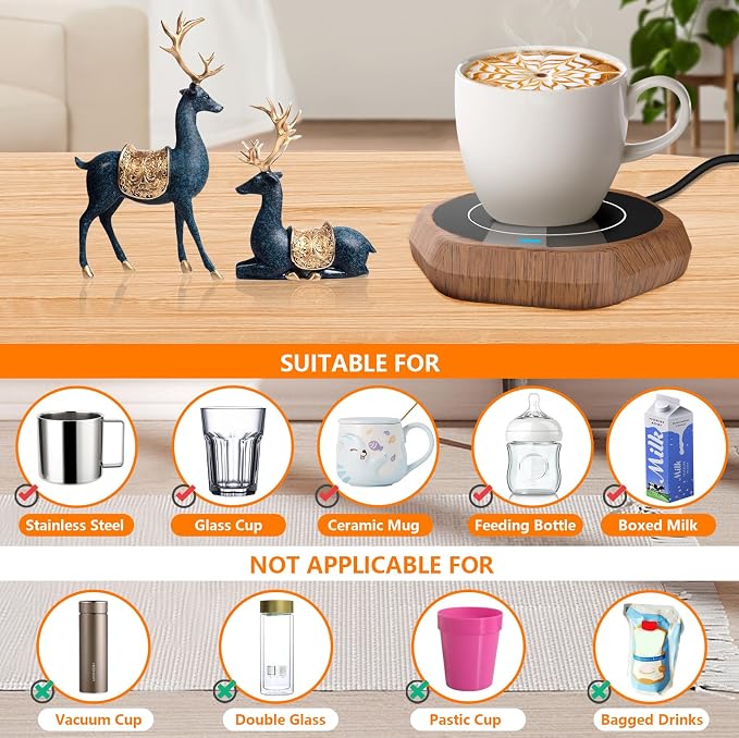 Coffee Mug Warmer: Smart Beverage Heating Plate Candle Wax Cup Warmer Electric - Image 5