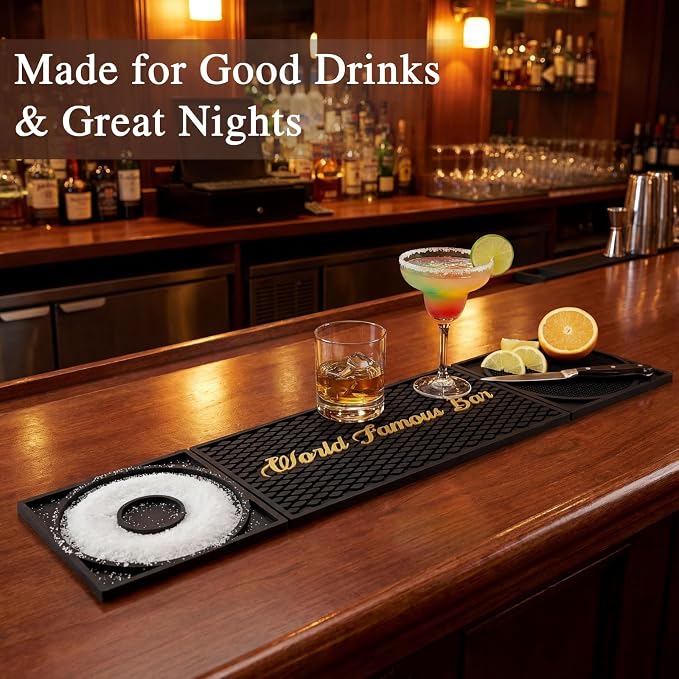 Bar Mat 3-in-1 Non-Slip Bartender Mat, Bar Accessories Countertop Mat 24 x 6 - Image 5