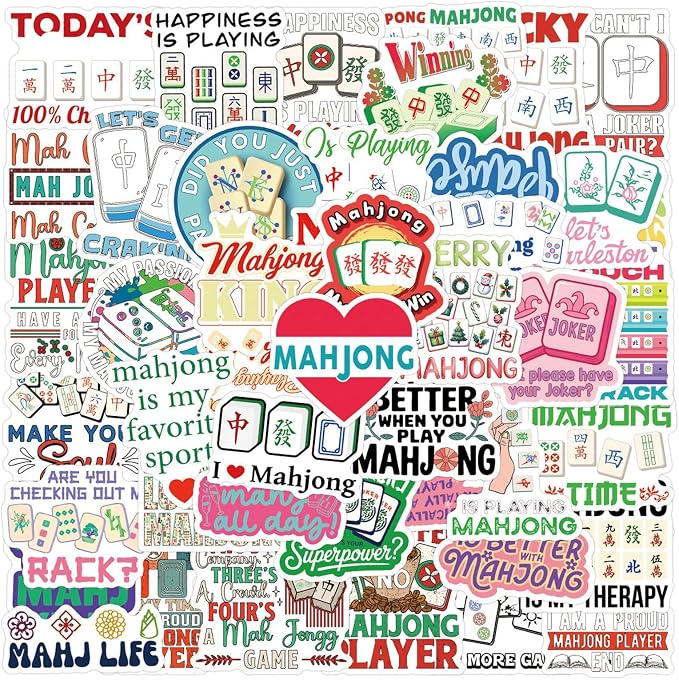 55PCS MahjongStickers, Funny Tile Game Vinyl Decals, Waterproof Stickers - Image 2