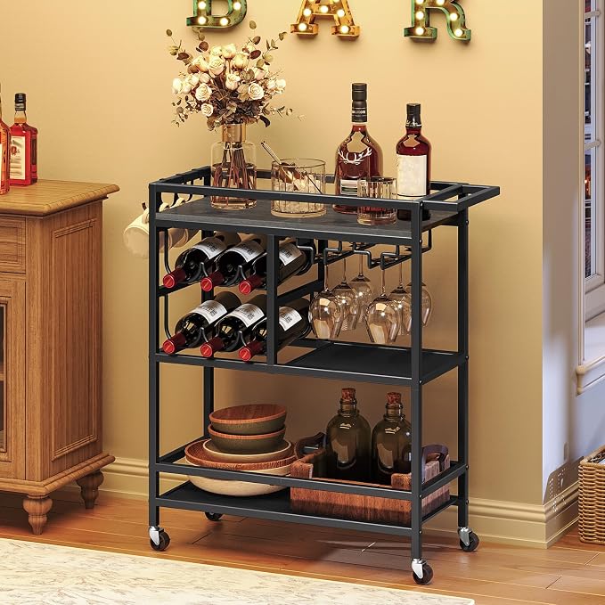 MAHANCRIS Bar Cart for Home, 3-Tier Serving Cart - Image 2