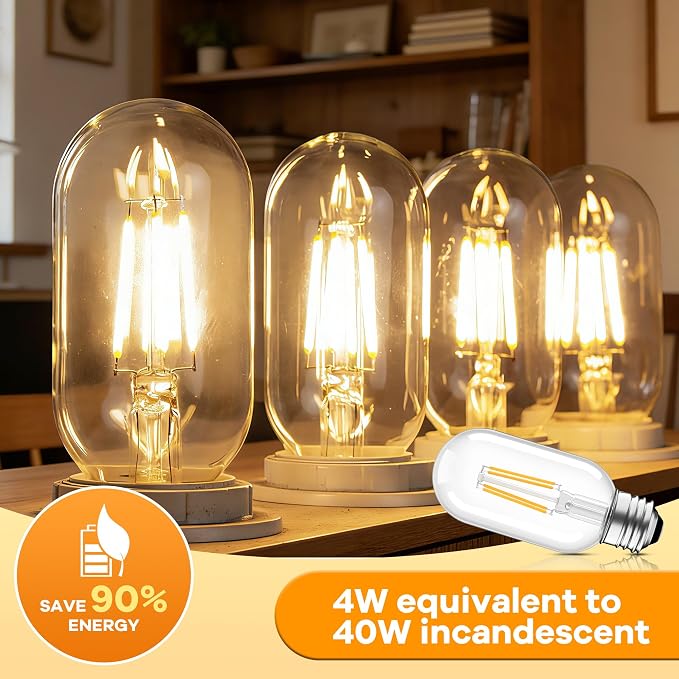 Vintage T45 LED Bulbs Non-Dimmable, 40W Eqv. E26 Edison Filament Light Bulbs - Image 2
