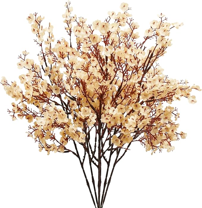 Mandy's 6 Bundles Artificial Champagne Baby’s Breath Flowers | 18.5 Inch Silk by Mandys
