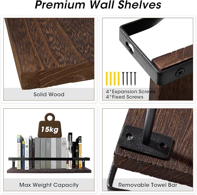 Uten Floating Shelves, Wall Shelves Set of 2, Wall Mounted - Image 4