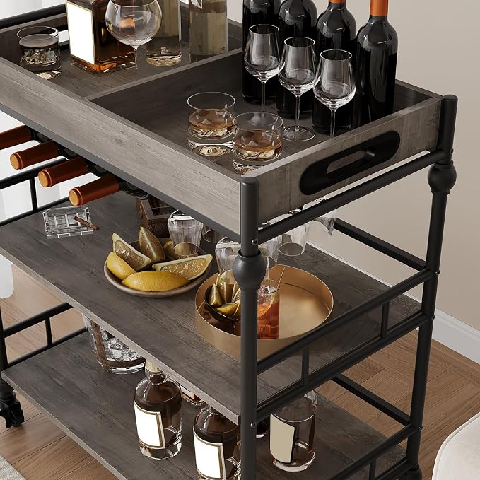 IDEALHOUSE Bar Cart, 3 Tier Bar Carts - Image 7