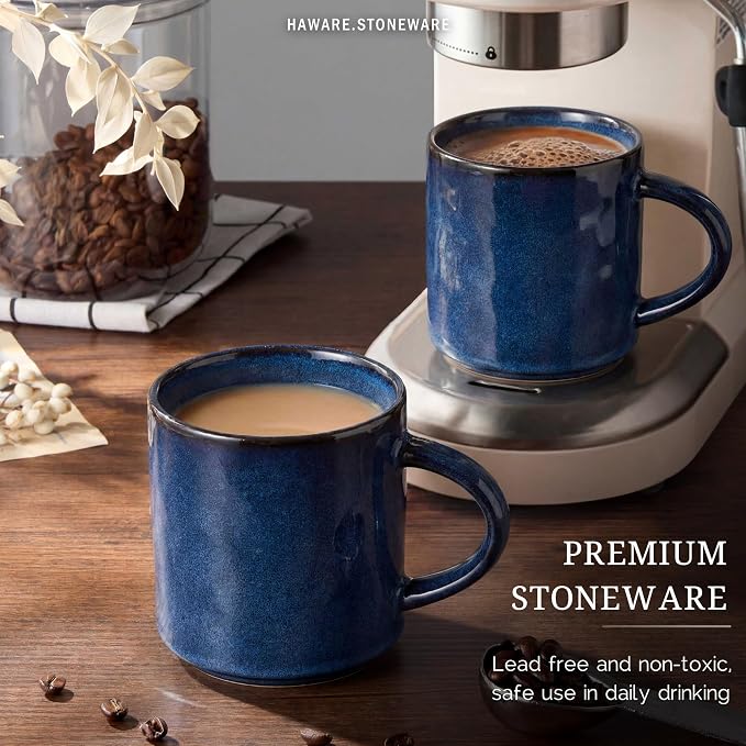 HaWare 14OZ Coffee Mugs Set of 4, Stoneware Coffee Cups - Image 4