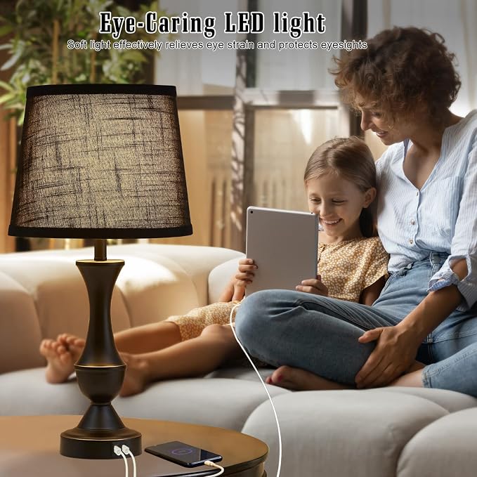 Luvkczc Black Touch Table Lamps Set of 2, Nightstand Lamps - Image 4