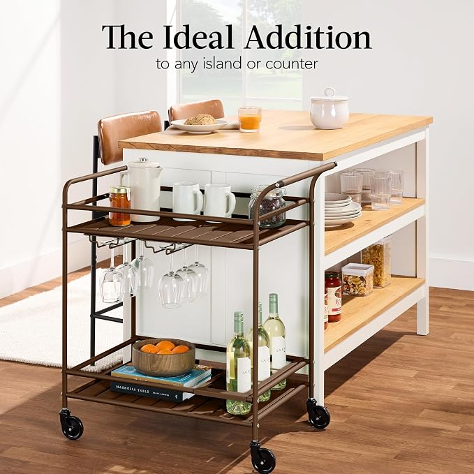 Best Choice Products Rolling Bar Cart, Mobile Home Bar Serving Cart, Serving - Image 6