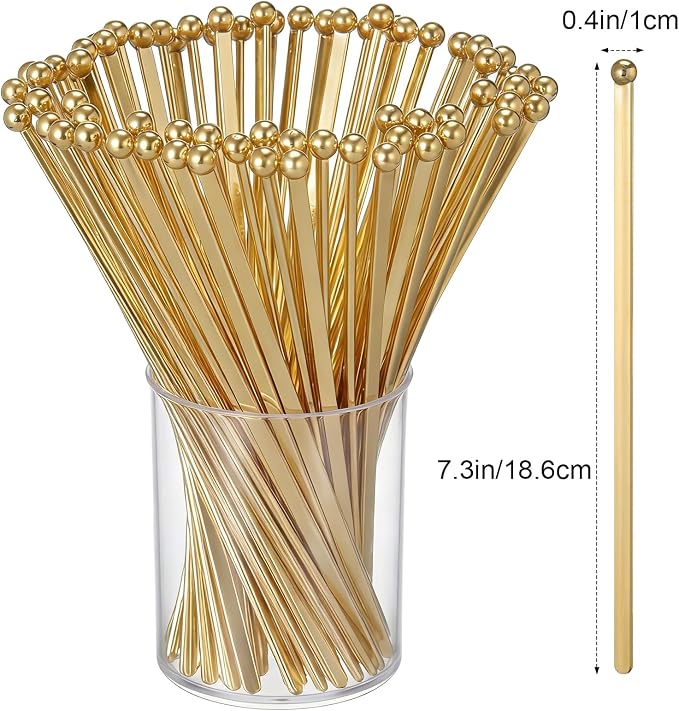 Mudder 100 Pieces Disposable Plastic Round Top Crystal Swizzle Sticks - Image 2