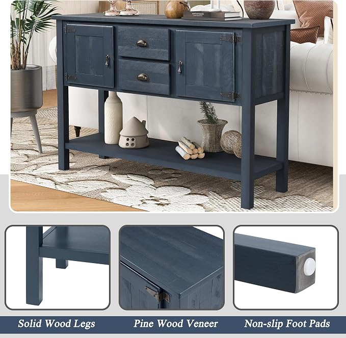 LKTART Farmhouse Sideboard Buffet Cabinet, Solid Wood Sideboard - Image 6