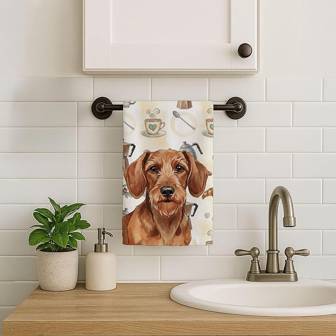 Caroline's Treasures Wirehaired Red Dachshund Coffee Bar Kitchen Towel Velour - Image 7