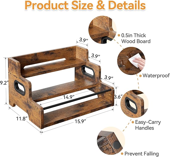 Liquor Bottle Display Shelf, Coffee Bar Organizer, Syrup Rack, 3-Tier - Image 6