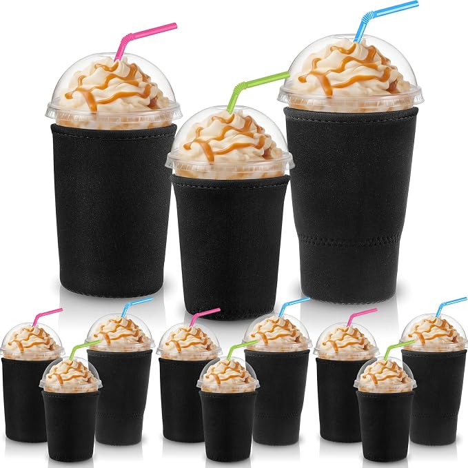 CHENGU 12 Pack Reusable Iced Coffee Sleeves Bulk Cold Cup Neoprene Insulated by CHENGU
