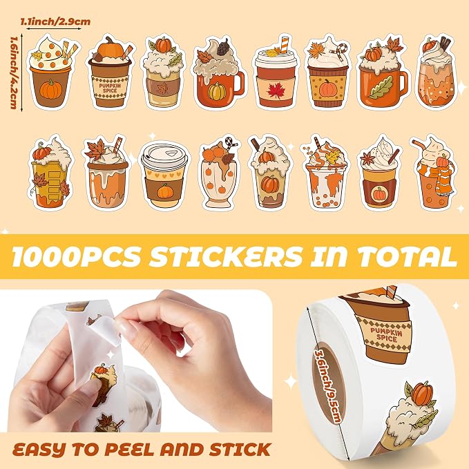 Haooryx Fall Coffee Sticker Roll - Image 2