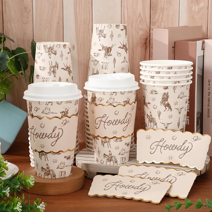 JarThenaAMCS 50 Pcs Western Cowboy Coffee Cups - Image 4