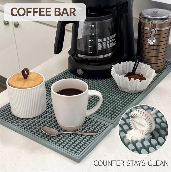 Rubber Bar Mat Bundle Sage Gray – 2-Piece Non-Slip Spill Mat Set - Image 5