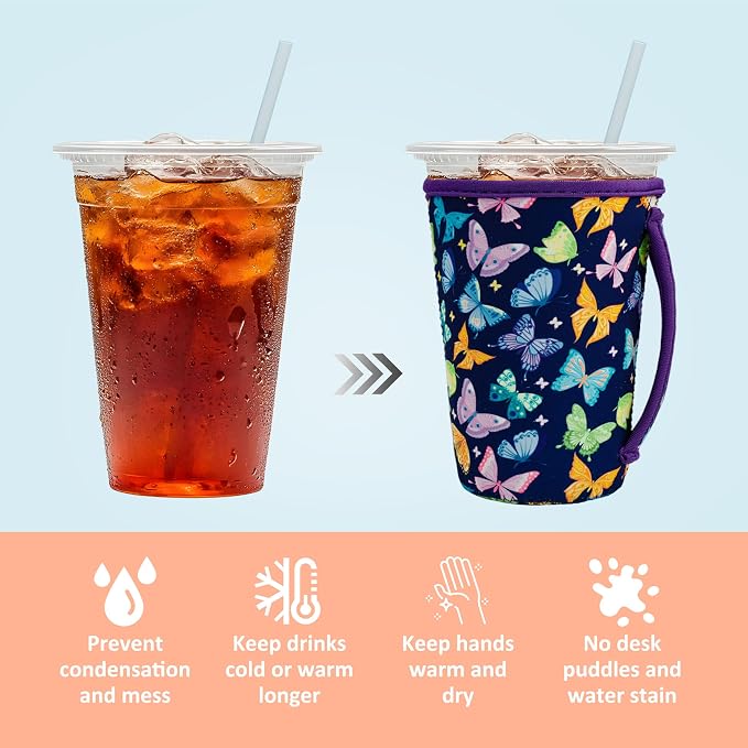 KJQJLY 3 Pack Reusable Iced Coffee Sleeves - Image 4