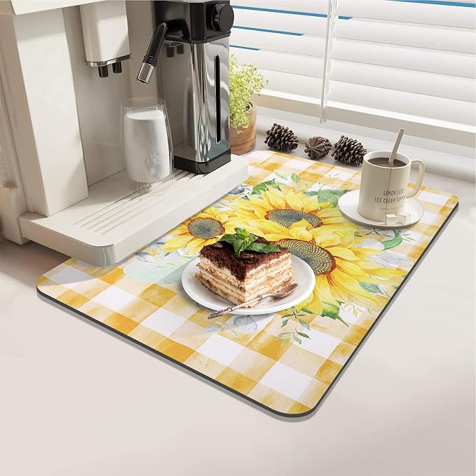 LOKHOM Dish Drying Mat for Kitchen Counter, Vintage Floral Dish Drainer Rack - Image 8