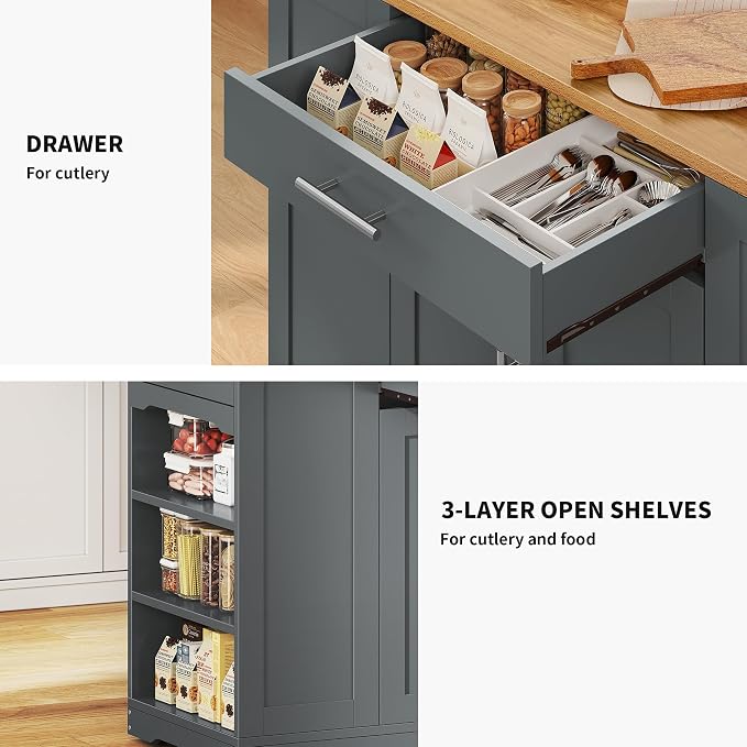 YITAHOME 53 inch Large Rolling Kitchen Island - Image 7