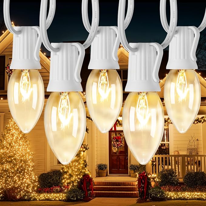 Minetom C9 Christmas String Lights Outdoor 50ft Vintage Christmas Tree Lights by Minetom