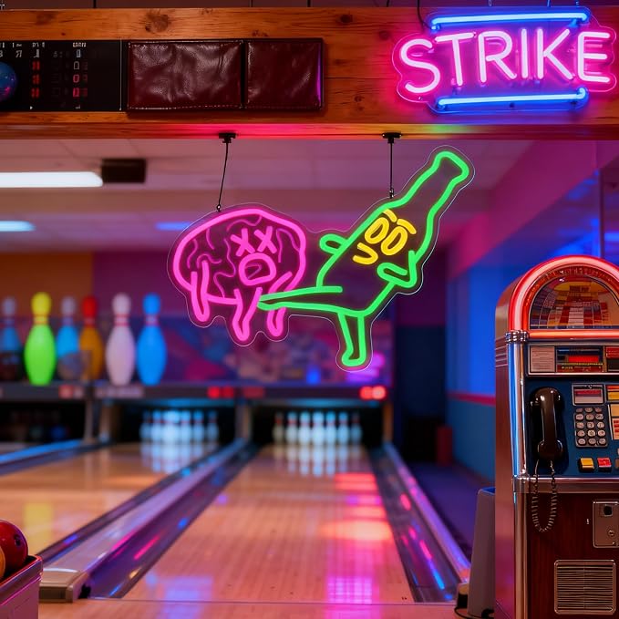 Beer Neon Sign for Wall Decor, Funny Beer Bottle Kicks the Brain, Dimmable Bar - Image 5
