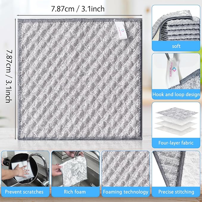 Wangjinpeng10 Pcs New Upgrade 4-Layer Metal Dish Cloths, Non-Scratch Odor-Free - Image 2