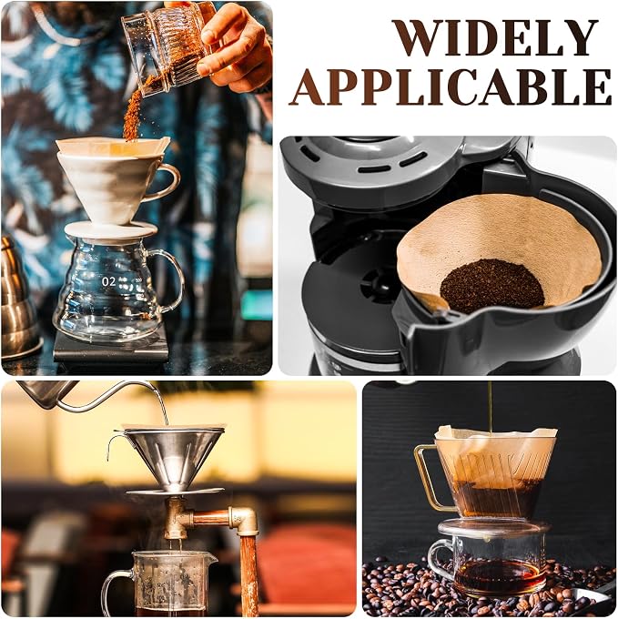 100 Count Coffee Filters #4, Premium Cone Coffee Filters 8-12 cup, Unbleached - Image 4