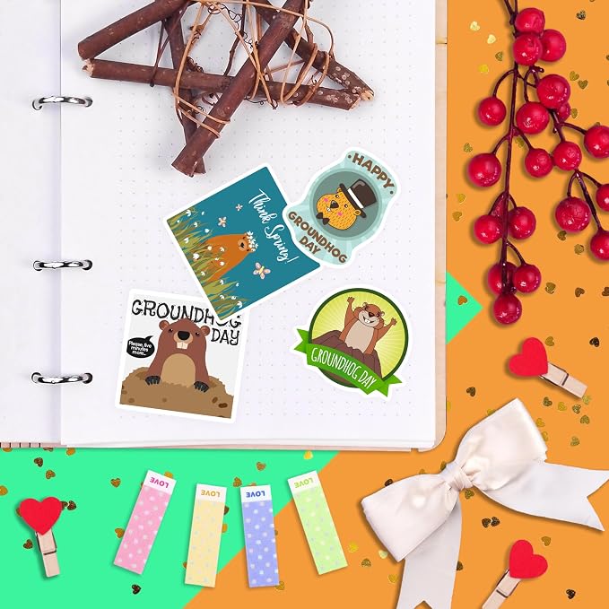 100Pcs Groundhog Stickers for Water Bottle and Laptop - Image 6