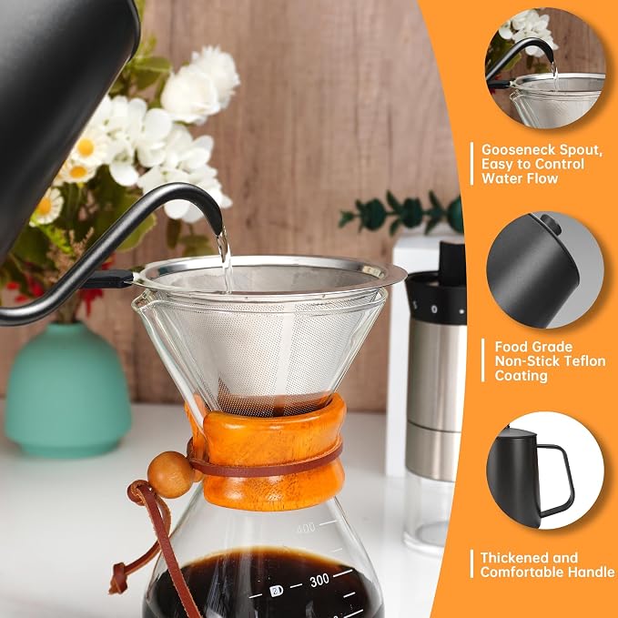 SuperCook Pour Over Coffee Kit, Coffee Maker Set, All in One Hand Drip Coffee - Image 4