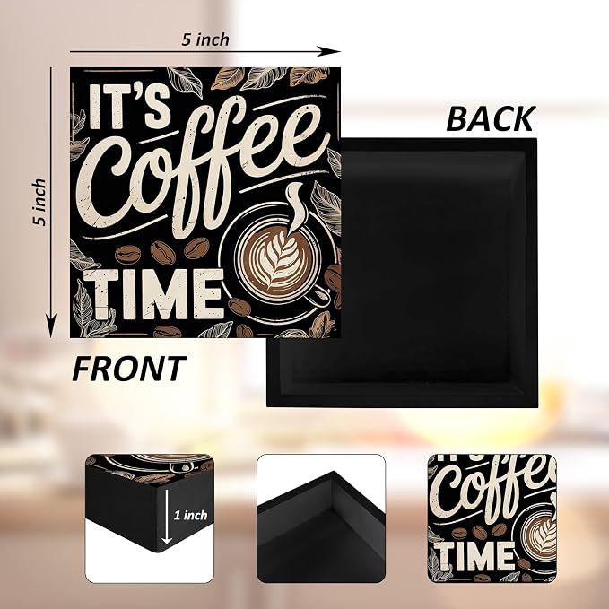 It's Coffee Time Wooden Box Decor 5x5 in - Image 2